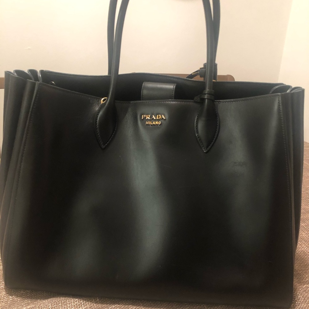 Prada Milano black leather tote